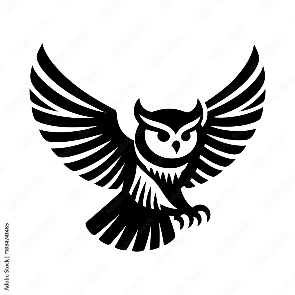 Obraz premium Flying owl full body simple s...