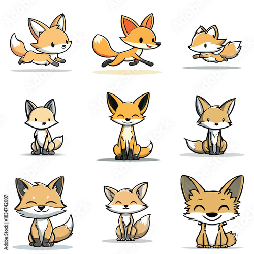 Set Cute Kawaii Maned wolf Wild Animal