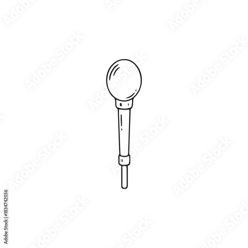 Vintage, handheld, round microphone illustration, retro singing, broadcasting equipment
