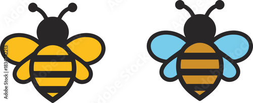  Colorful Bee Icon Vector. Modern Flat Vector Symbol Isolated on White.