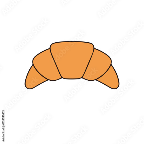 A simple illustration of a golden-brown croissant, isolated on a white background.