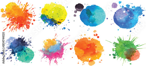 Rainbow creative horizontal banner from paint splashes. watercolor vector stains; background for title and logo
