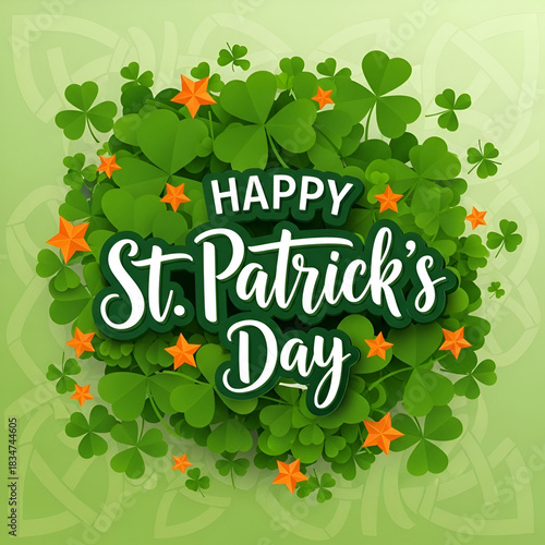 Modern St. Patrick's Day Greeting Text on Layered 3D Shamrock