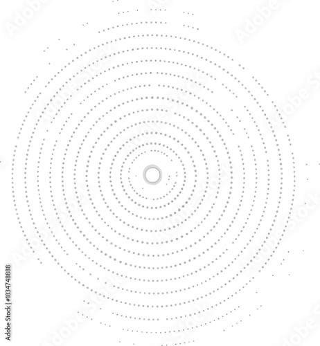 Concentric pattern of gray dots spiraling outward from a central ring