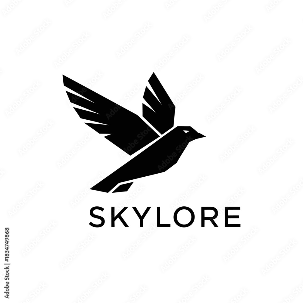 Naklejka premium Stylized black bird in flight logo design concept.