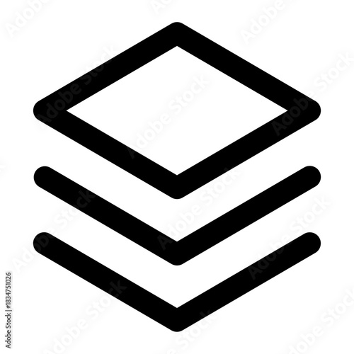 minimalist bold line stacked layers icon vector illustration