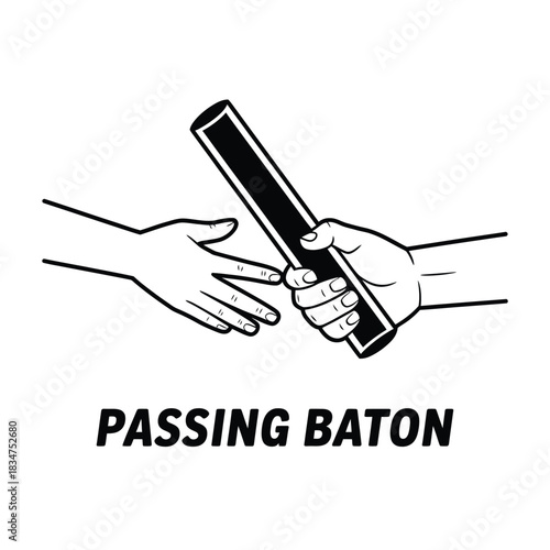 Hands passing a baton in a relay race illustration