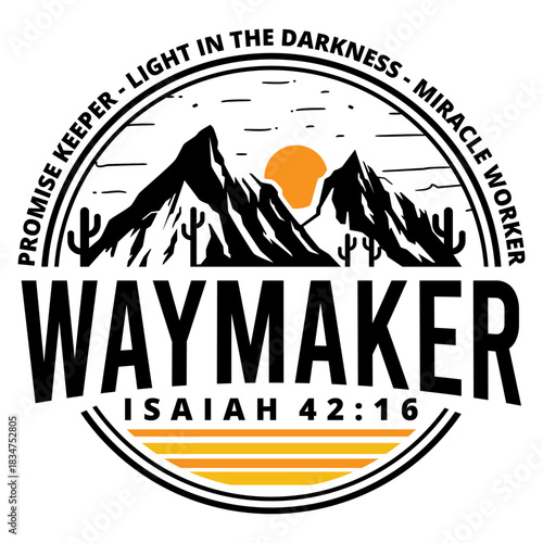 Vintage Waymaker Promise Keeper Miracle Worker Christian T-shirt Design