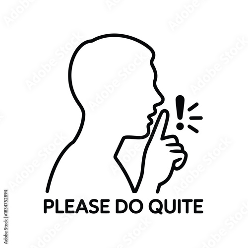 Please do quite sign silhouette of person with finger to lips