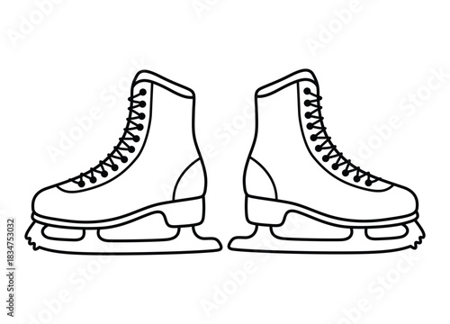 Pair of ice skates graphic illustration for winter sports and recreational activities outline icon equipment for ice skating