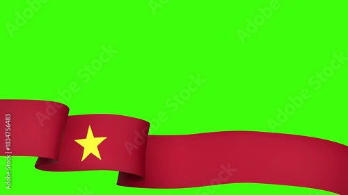 Waving Vietnam Flag Ribbon on greenscreen background