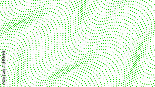Halftone wave green dots background. Abstract dotted wave lines. 