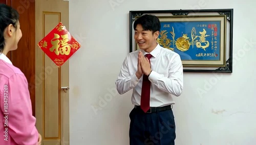 Wallpaper Mural Celebrating Chinese New Year - A Warm Family Gathering. Torontodigital.ca