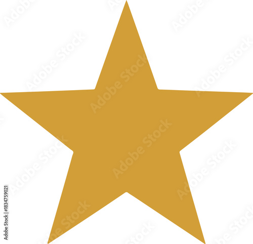 Solid mustard yellow fivepointed star shape against a white background