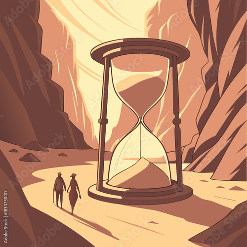 Floating Sand Clock Over a Desert Rift 1