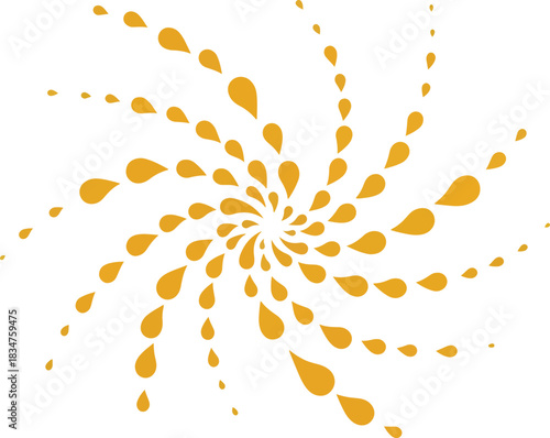 Spiral pattern of orange teardrop shapes radiating from a central point