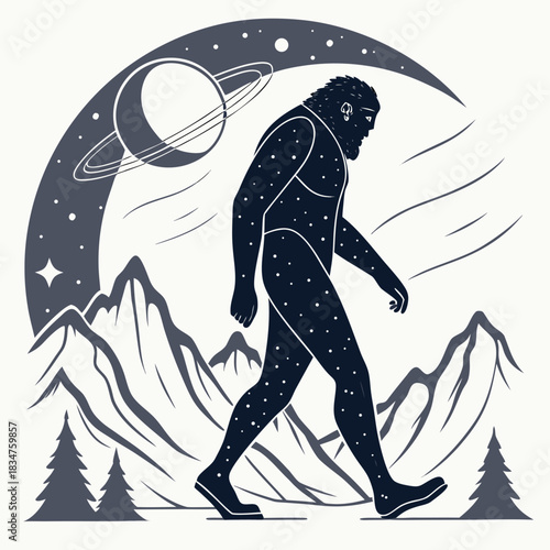 Starborn Giant Walking Through Mountains