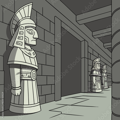 Temple Guarded by Living Statues