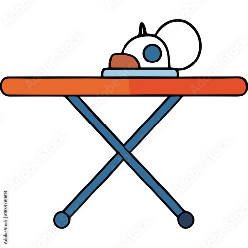 ironing board with clothes