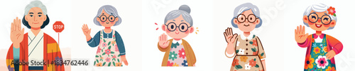 vector grandmother hand gesture stop