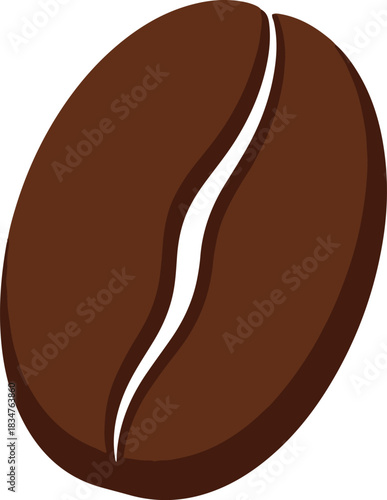 Stylized illustration of a single dark brown coffee bean with a central white crease