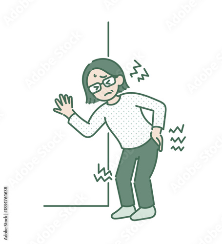 肩、腰、膝が痛い40代女性のイラスト