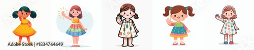 vector little girl hand gesture stop