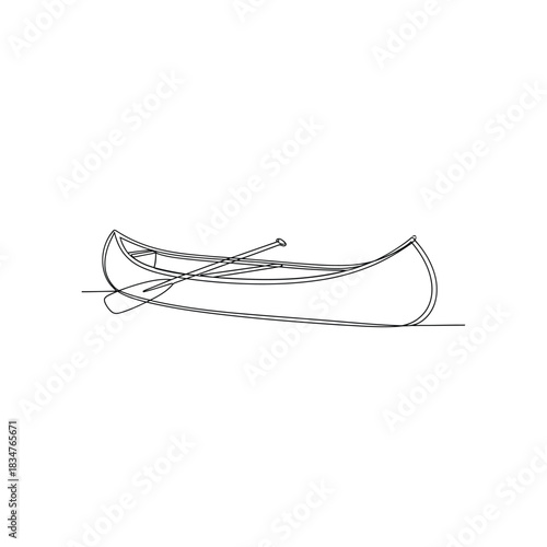 Simple line drawing of a canoe with a rope