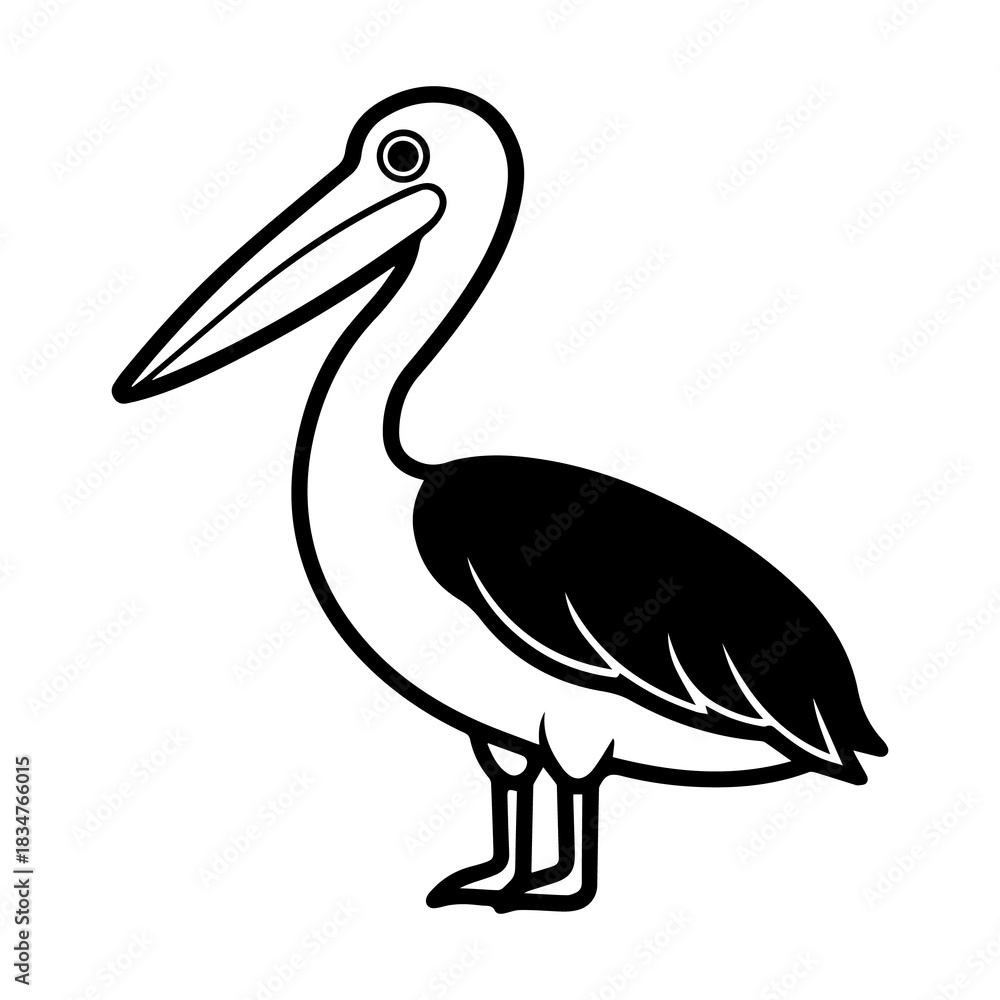 Fototapeta premium Pelican bird in bold minimal style suitable for marine themes, beach graphics, and wildlife artwork.