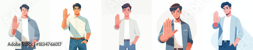 vector man hand gesture stop