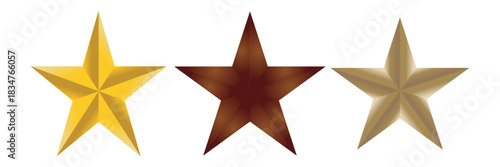 Shiny gold star decoration on a white background