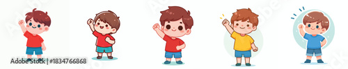 vector of a little boy clenching his fists up