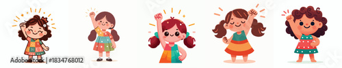vector of a little girl clenching his fists up