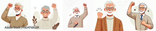 vector of a grandfather clenching his fists up