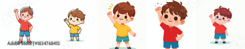 vector of a little boy clenching his fists up