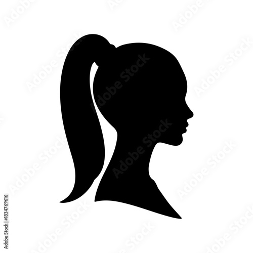 Black Woman Profile silhouette icon vector illustration on white background