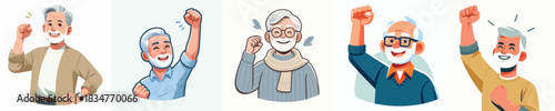 vector of a grandfather clenching his fists up