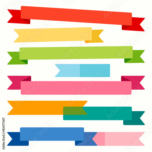 A set of colorful decorative ribbons suitable for various design and illustration projects.