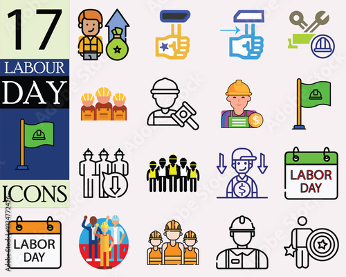 Labour Day Vector Icons  Industry and Construction Tools Pack