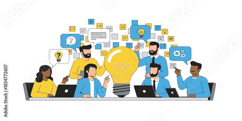 Business people team connected on a social network using technology icons for web communication