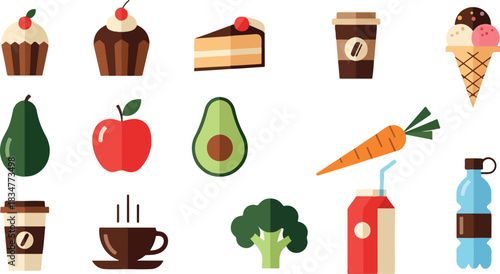 Delicious Assortment of Food and Beverages A Colorful Vector Illustration