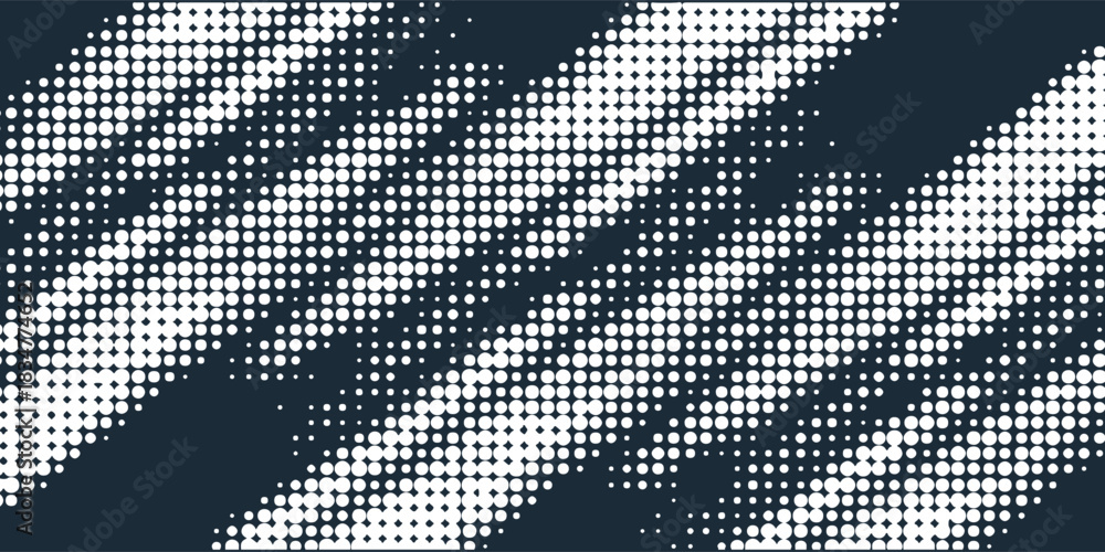 Fototapeta premium Diagonal Halftone Pattern With White Dots On Navy Background