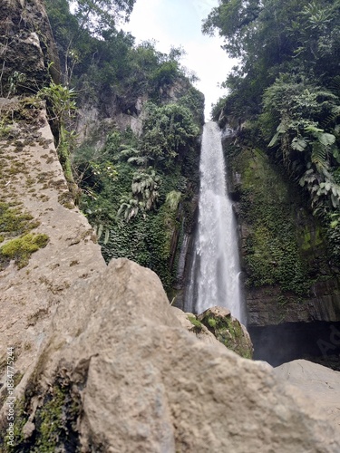 Small Waterfall in Batu, Indonesia. Waterfall in the middle of greenery.