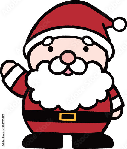手をあげるサンタクロースの単体イラスト
