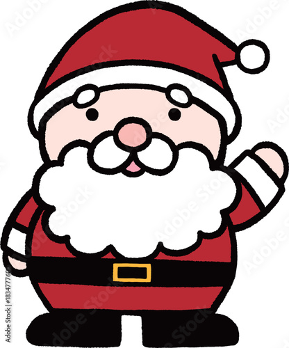 手をあげるサンタクロースの単体イラスト

