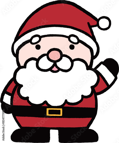 手をあげるサンタクロースの単体イラスト
