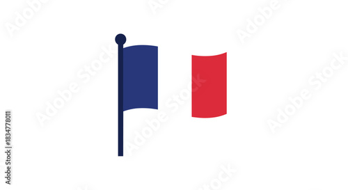 Simple flat vector icon of the national flag of France waving on a flagpole isolated on a clean white background for design.jpg