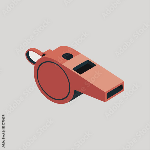 Red Whistle Isometric Icon Illustration.