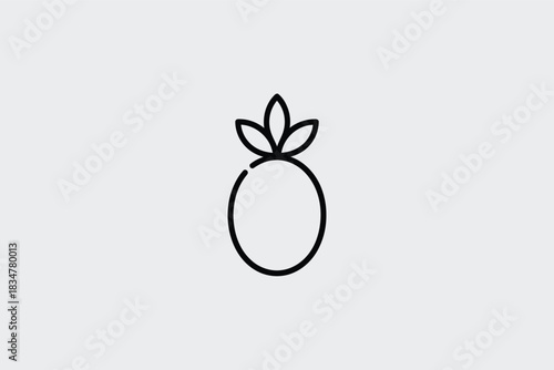Food and fruit pineapple icon for healthy eating app ui, minimalist vector line art
