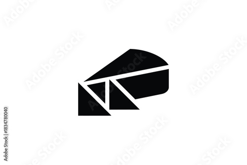 Food and dairy product cheese slice icon for app ui and web design, geometric vector symbol